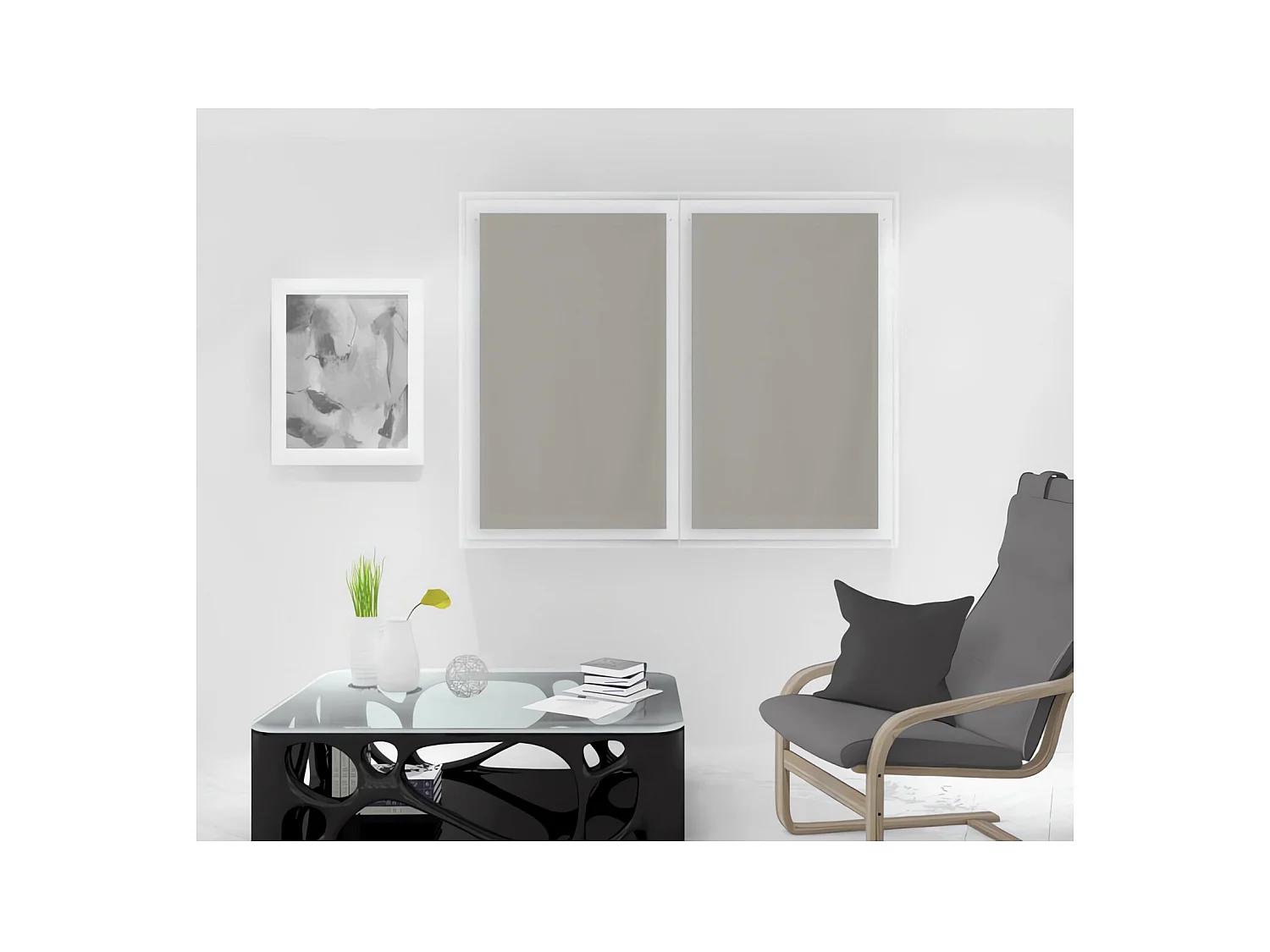 Paire de Brise bise 60x120 cm NOEMIE taupe, par Soleil d'Ocre