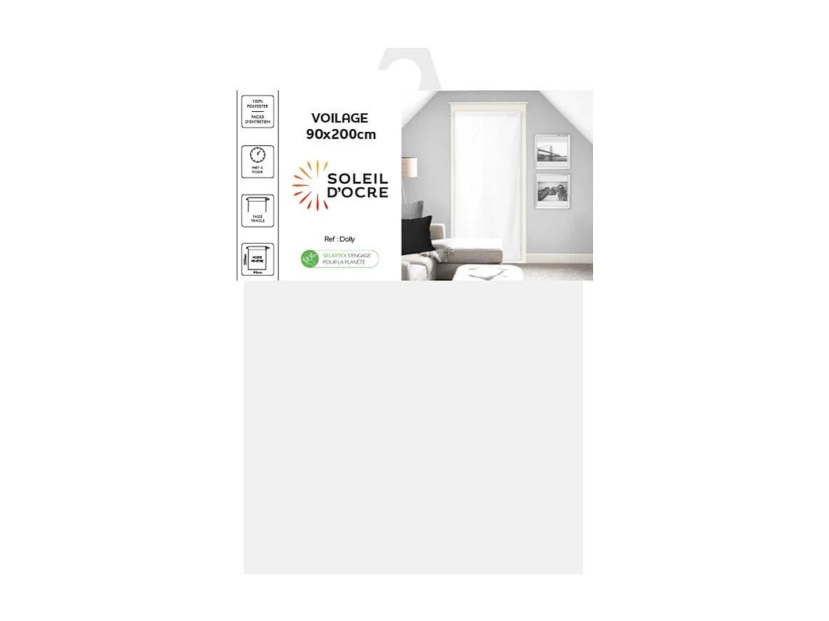 Visillo para puerta ventana 90x200 cm DOLLY blanco, por Soleil d'Ocre
