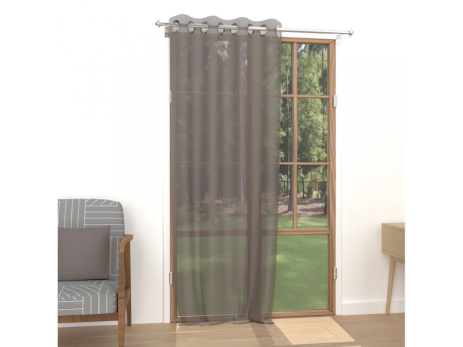 Voilage à oeillets 135x250 cm ALIX moka, par Soleil d'ocre