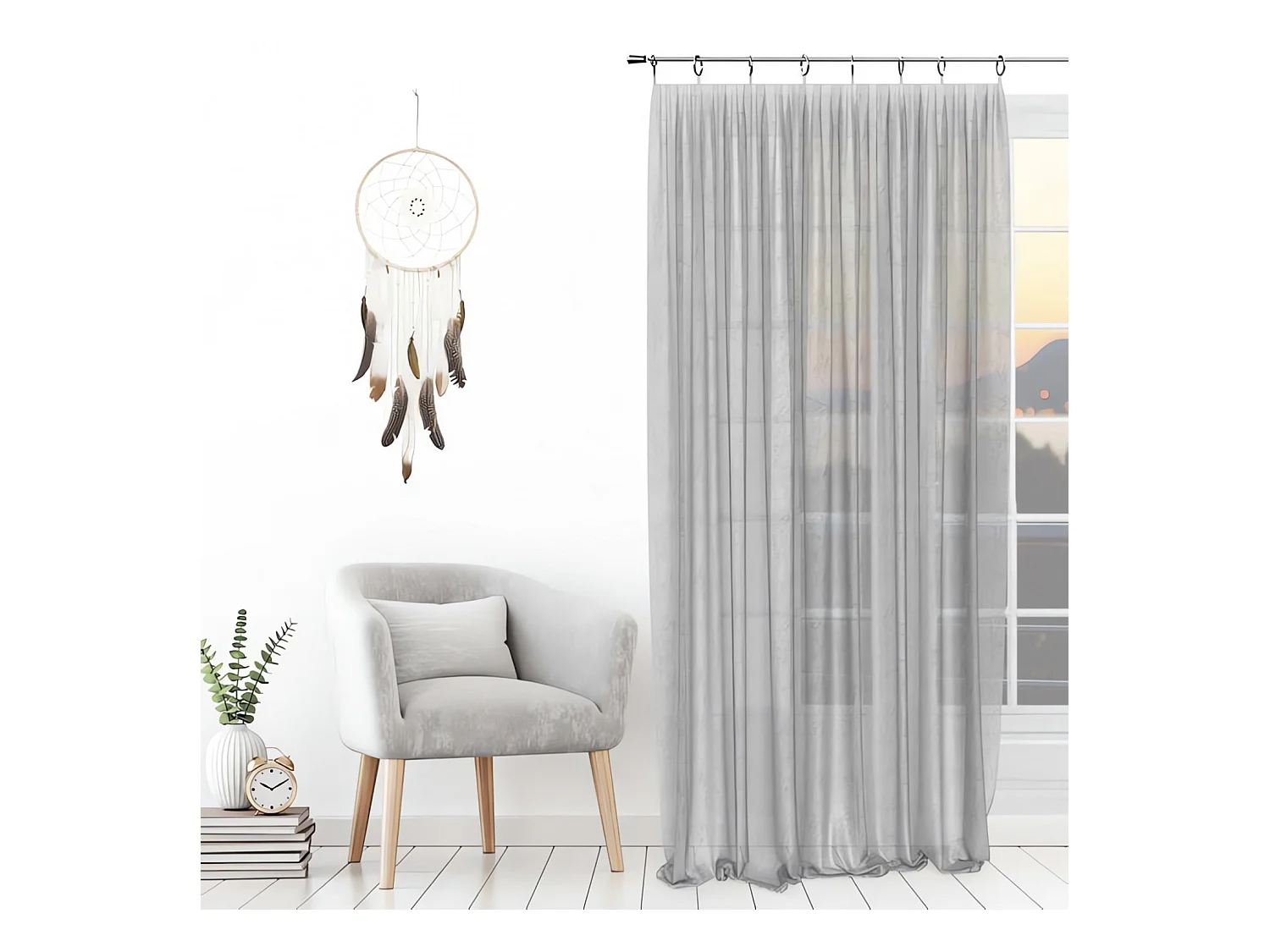Voilage avec anneaux 135x250 cm SPIRIT blanc, par Soleil d'ocre