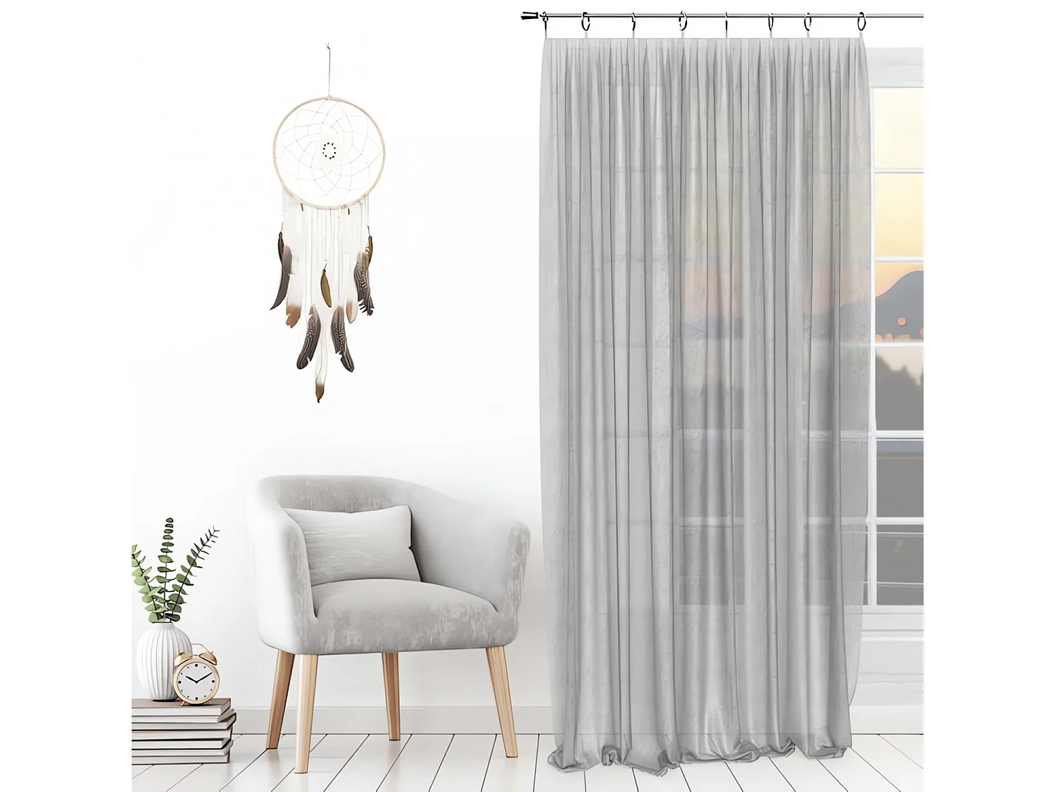 Voilage avec anneaux 135x250 cm SPIRIT blanc, par Soleil d'ocre