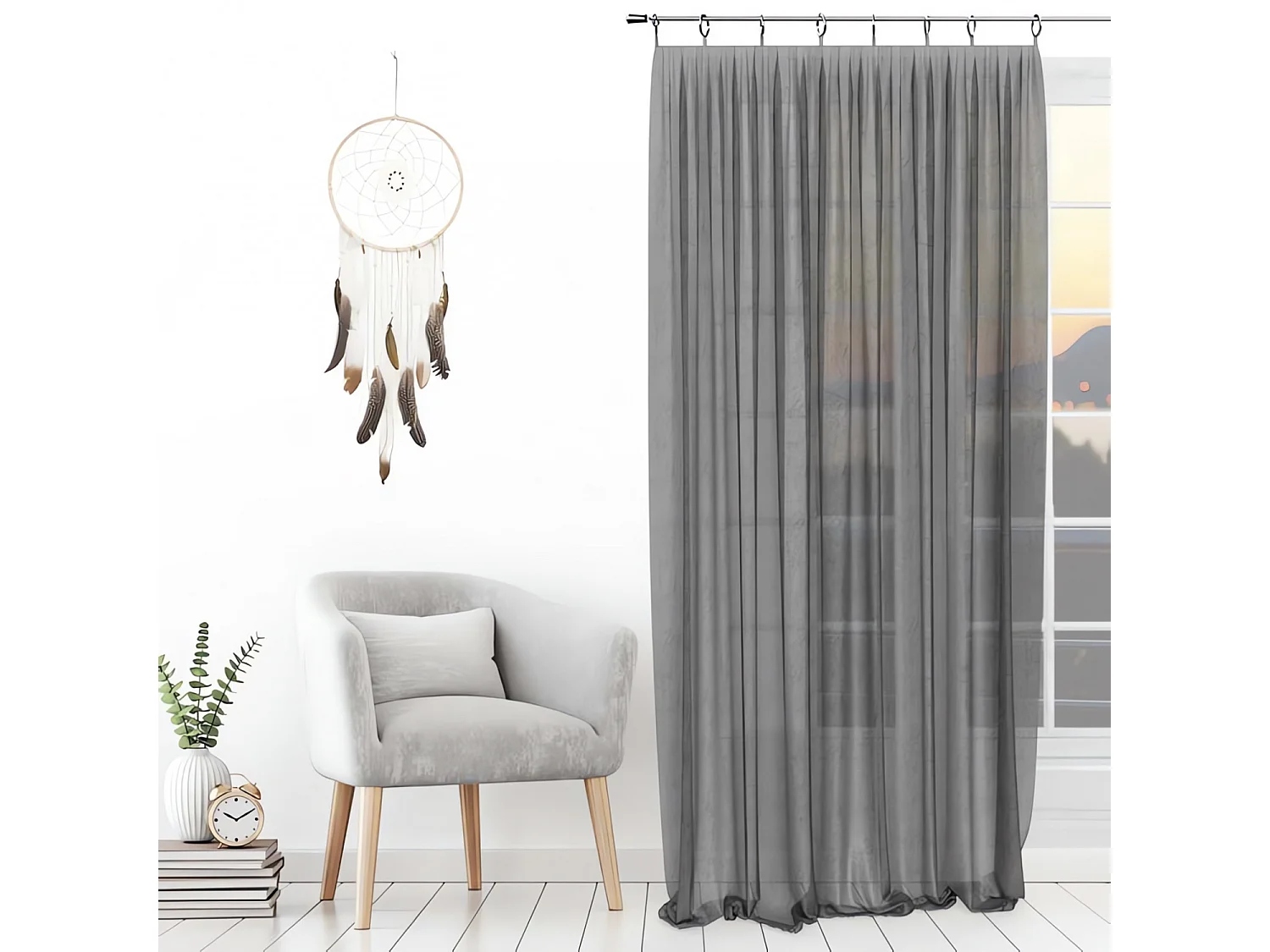 Visillo con anillos 135x250 cm SPIRIT grey