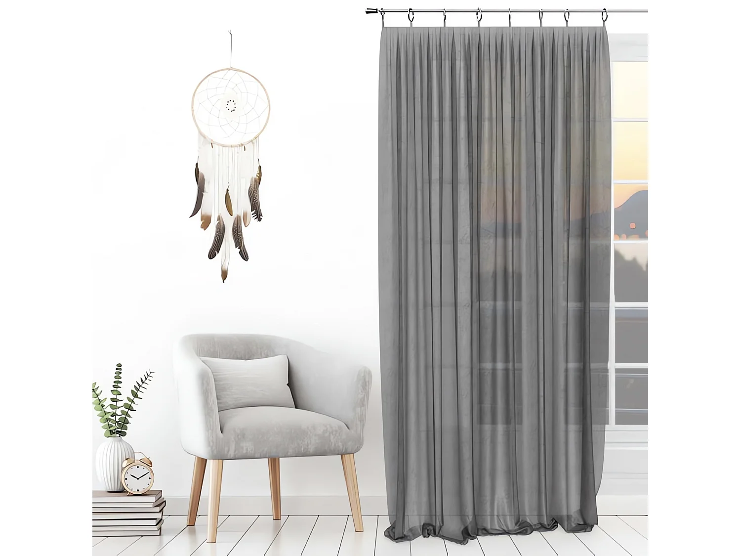 Visillo con anillos 135x250 cm SPIRIT grey