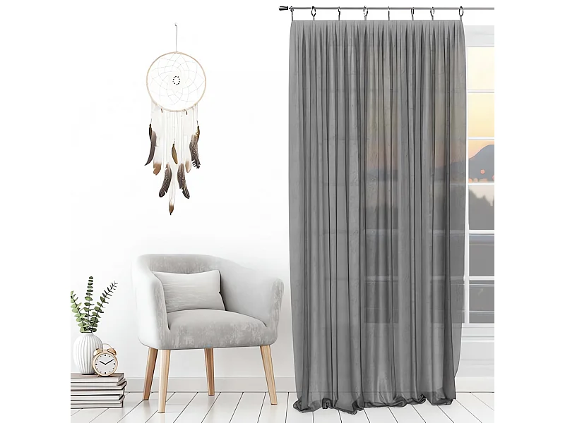 Voilage avec anneaux 135x250 cm SPIRIT gris, par Soleil d'ocre