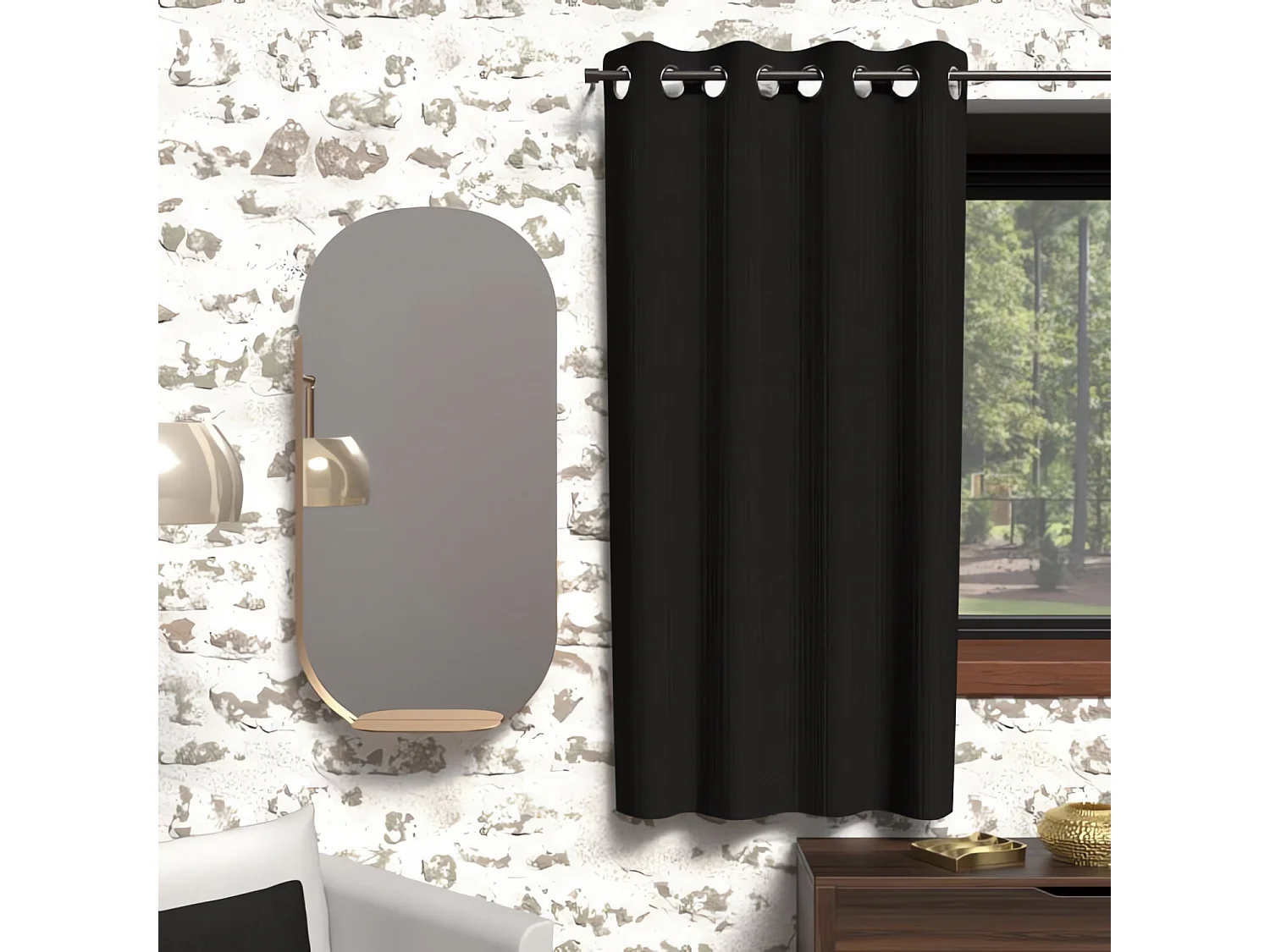 Cortina opaca con ojales 135x180 cm BOHEME negro, por Soleil d'Ocre