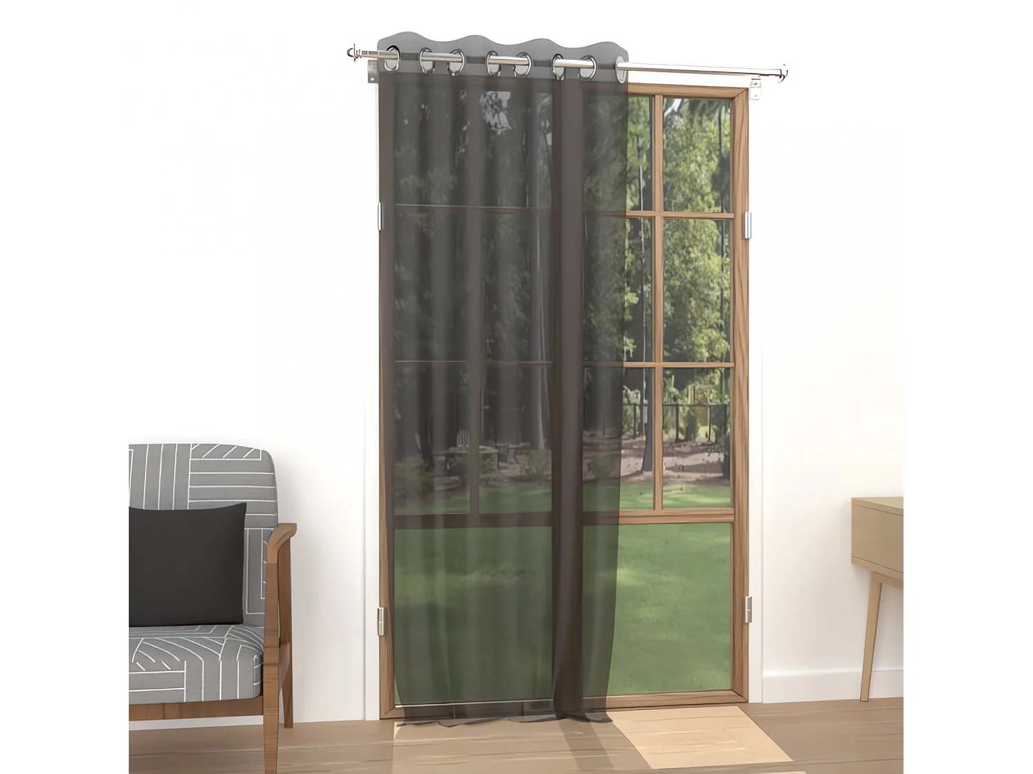 Voilage à oeillets 135x250 cm ALIX noir, par Soleil d'ocre