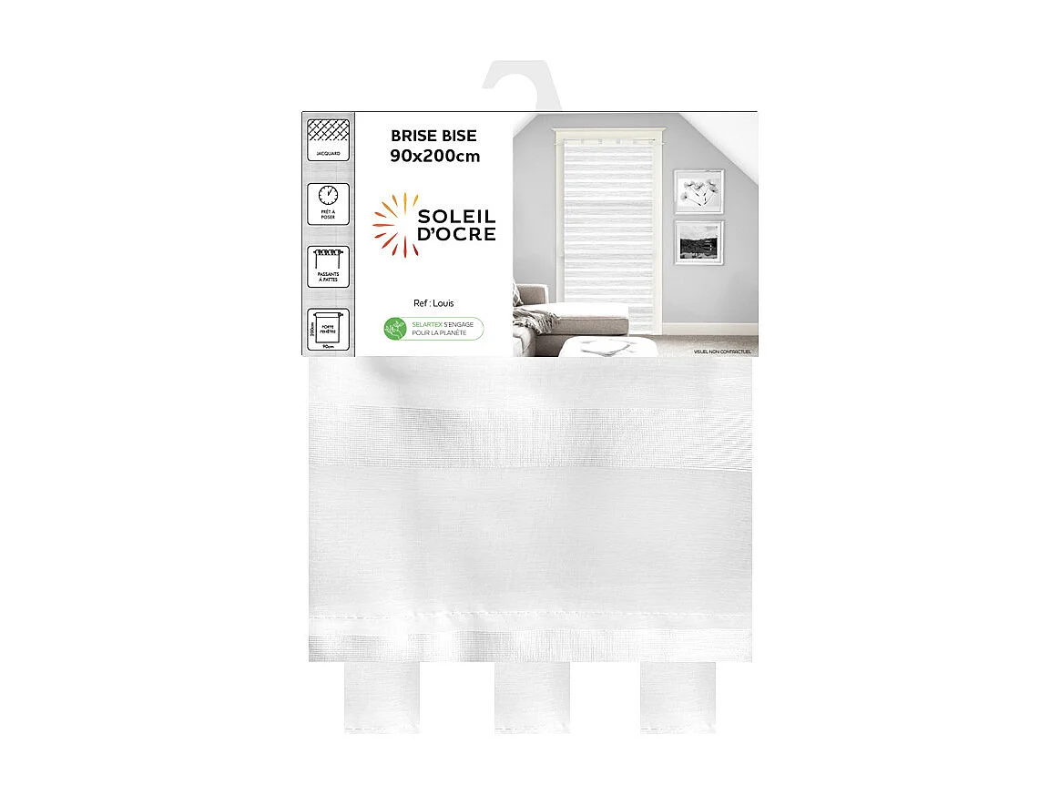 Voile porte fenêtre 90x200 cm LOUIS, par Soleil d'Ocre