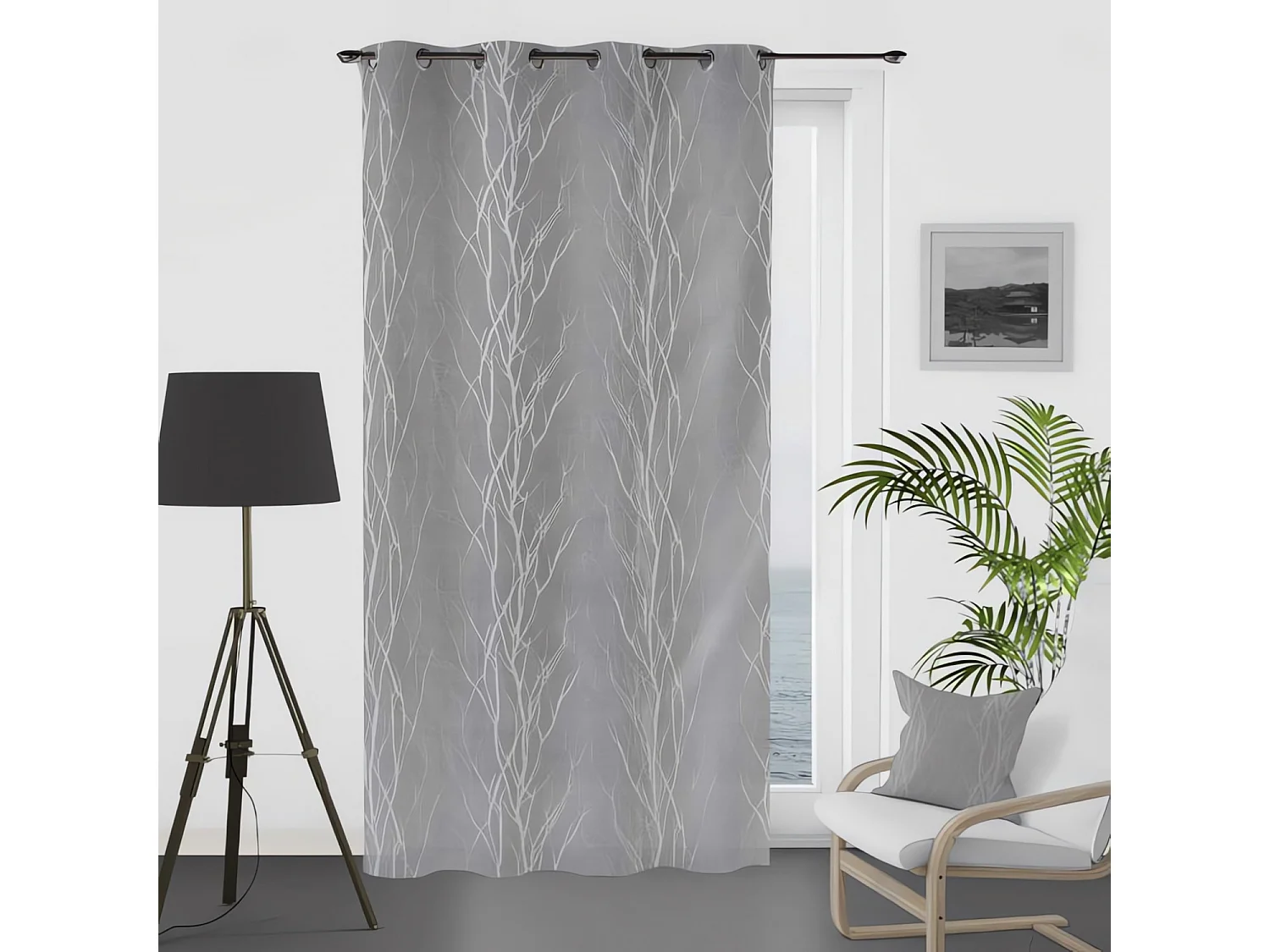 Visillo con ojales 135x250 cm LIANE gris, de Soleil d'Ocre