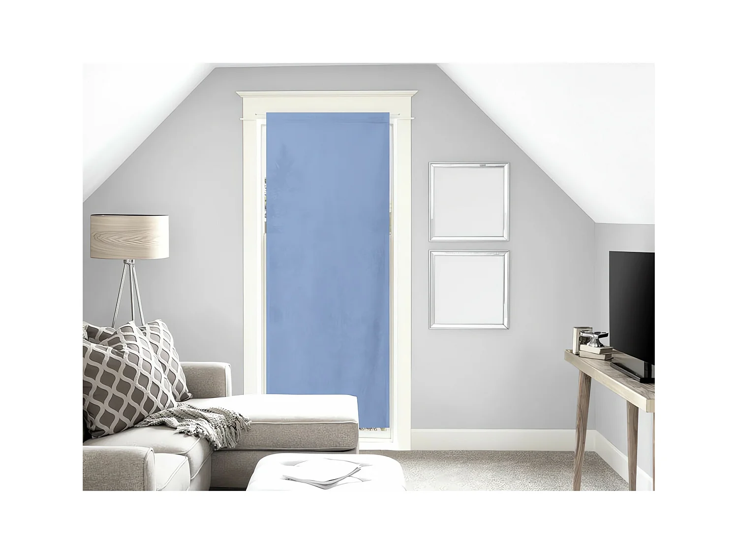 Voile pour porte fenêtre en coton 90x200 cm PANAMA bleu, par Soleil d'Ocre