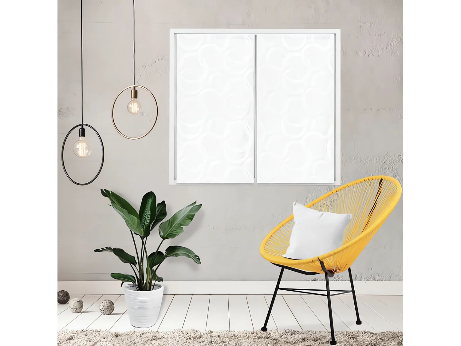 Par de visillos para ventana 45x90 cm CIRCLE, por Soleil d'Ocre