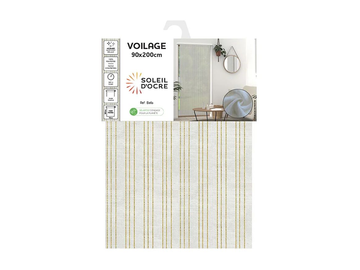 Voilage porte-fenêtre 90x200 cm BELLA or, par Soleil d'ocre