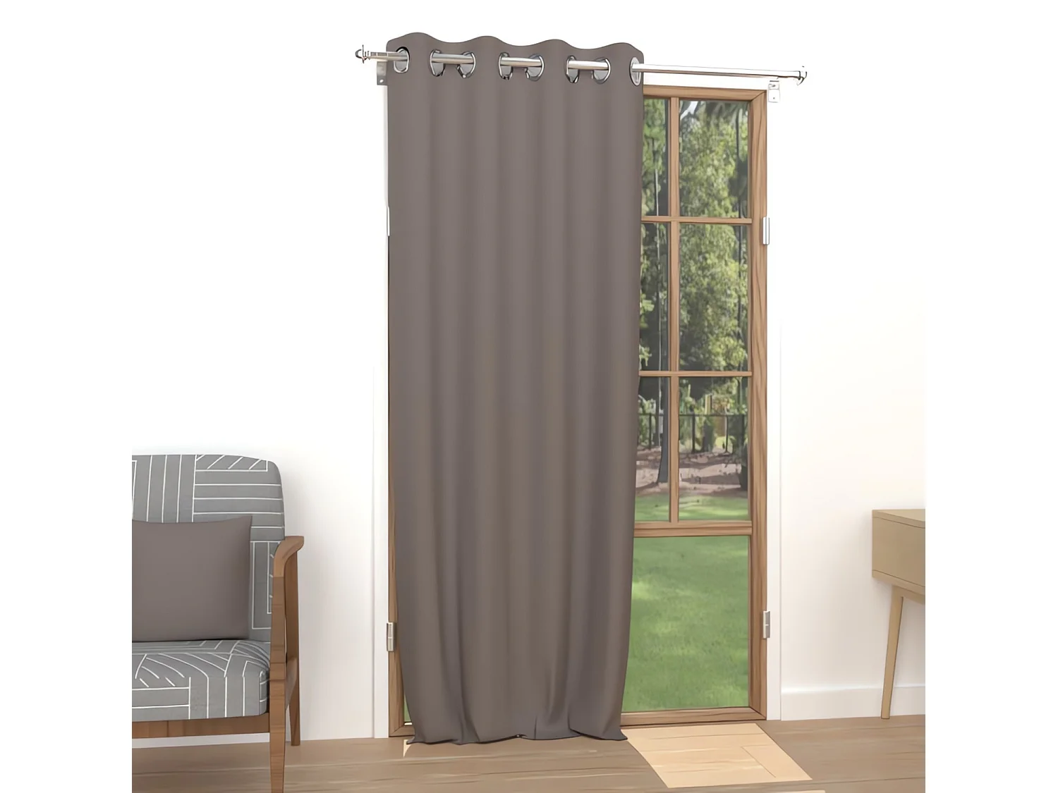 Cortina lisa con ojales antiarrugas 135x250 cm ALIX mocha