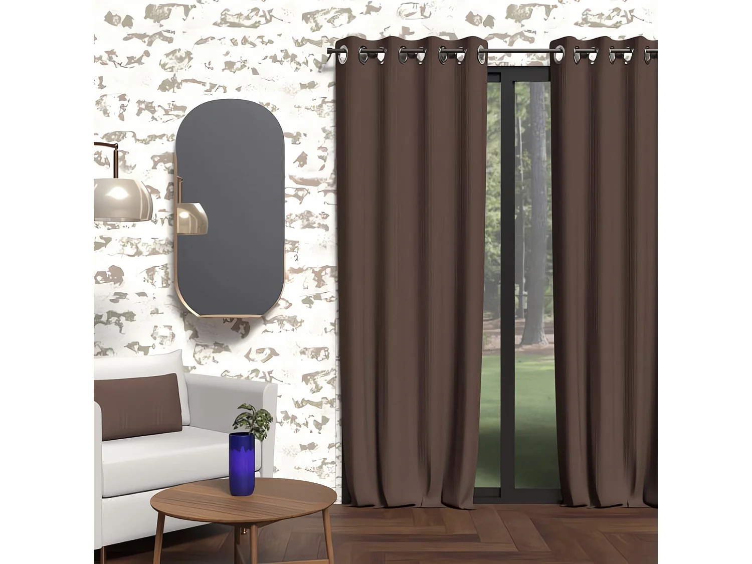 Cortina opaca con ojales 135x250 cm maron BOHEME