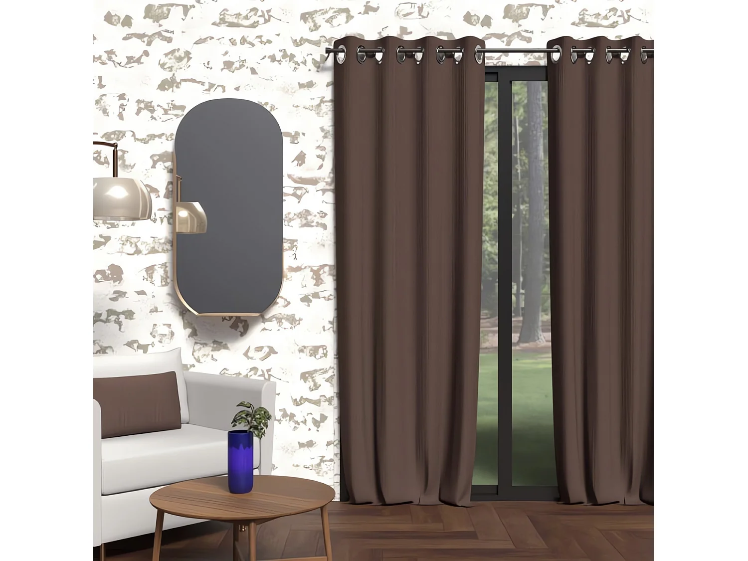 Cortina opaca con ojales 135x250 cm maron BOHEME