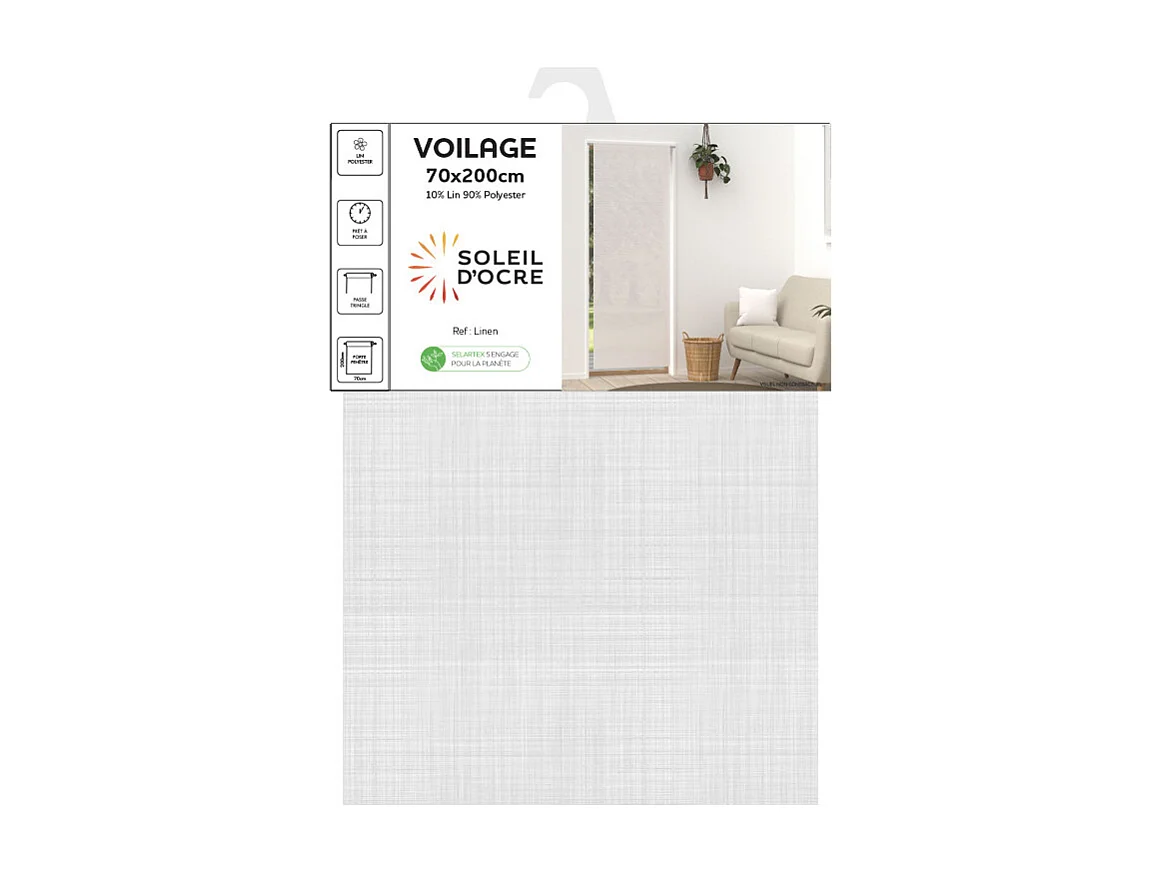 Visillo para puerta de ventana 70x200 cm LINO blanco