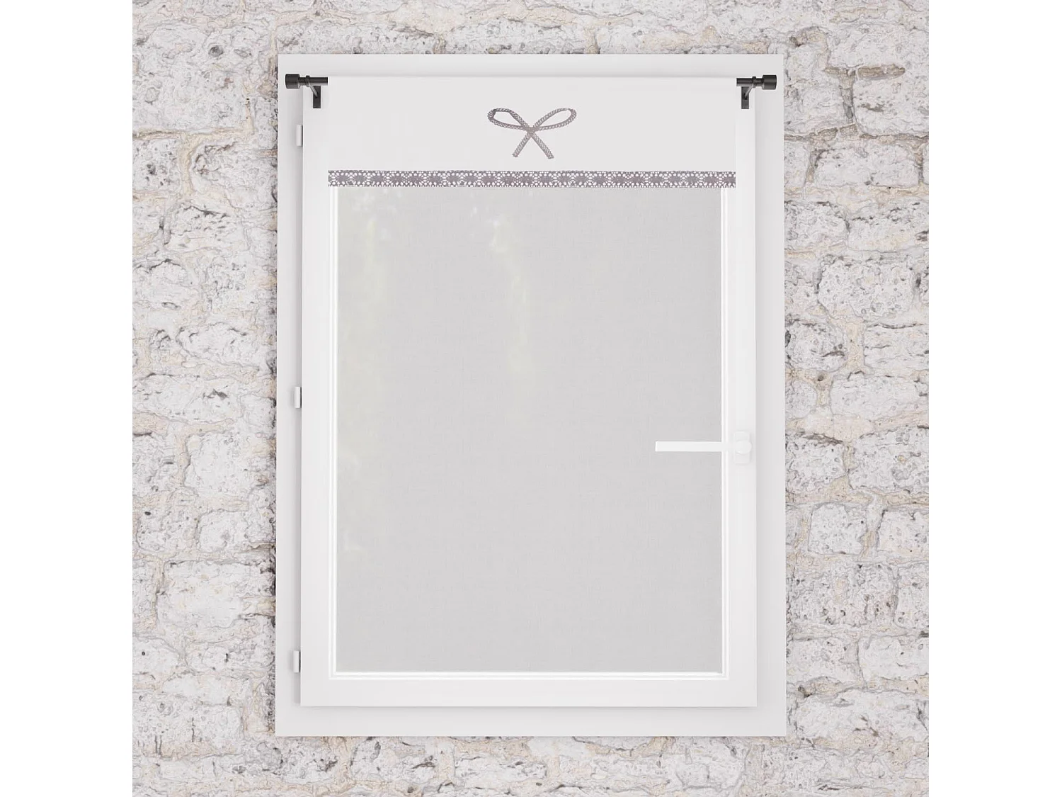 Brise bise brodé en coton 60x90 cm EMILIE blanc, par Soleil d'ocre