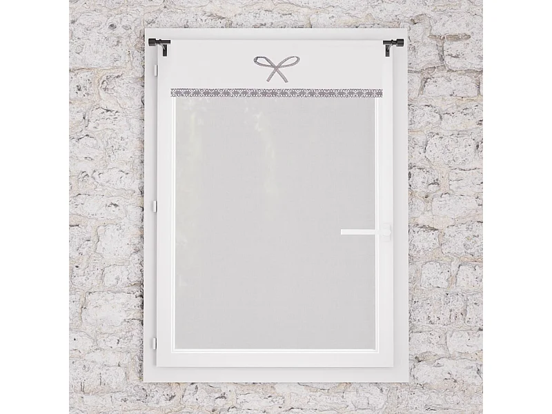 Brise bise brodé en coton 60x90 cm EMILIE blanc, par Soleil d'ocre