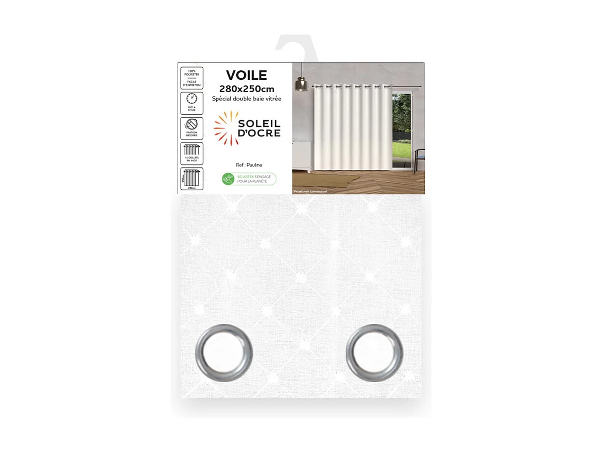 Visillo con ojales 280x250 cm PAULINE, por Soleil d'Ocre