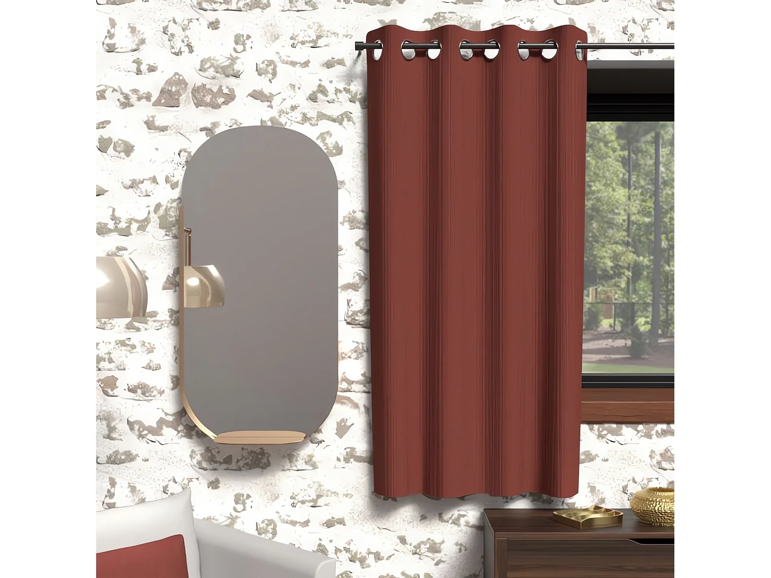 Cortina opaca con ojales 135x180 cm ladrillo BOHEME, por Soleil d'Ocre