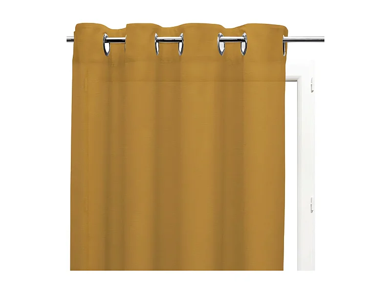 Voile à oeillets en coton 135x250 cm cm PANAMA jaune, par Soleil d'Ocre