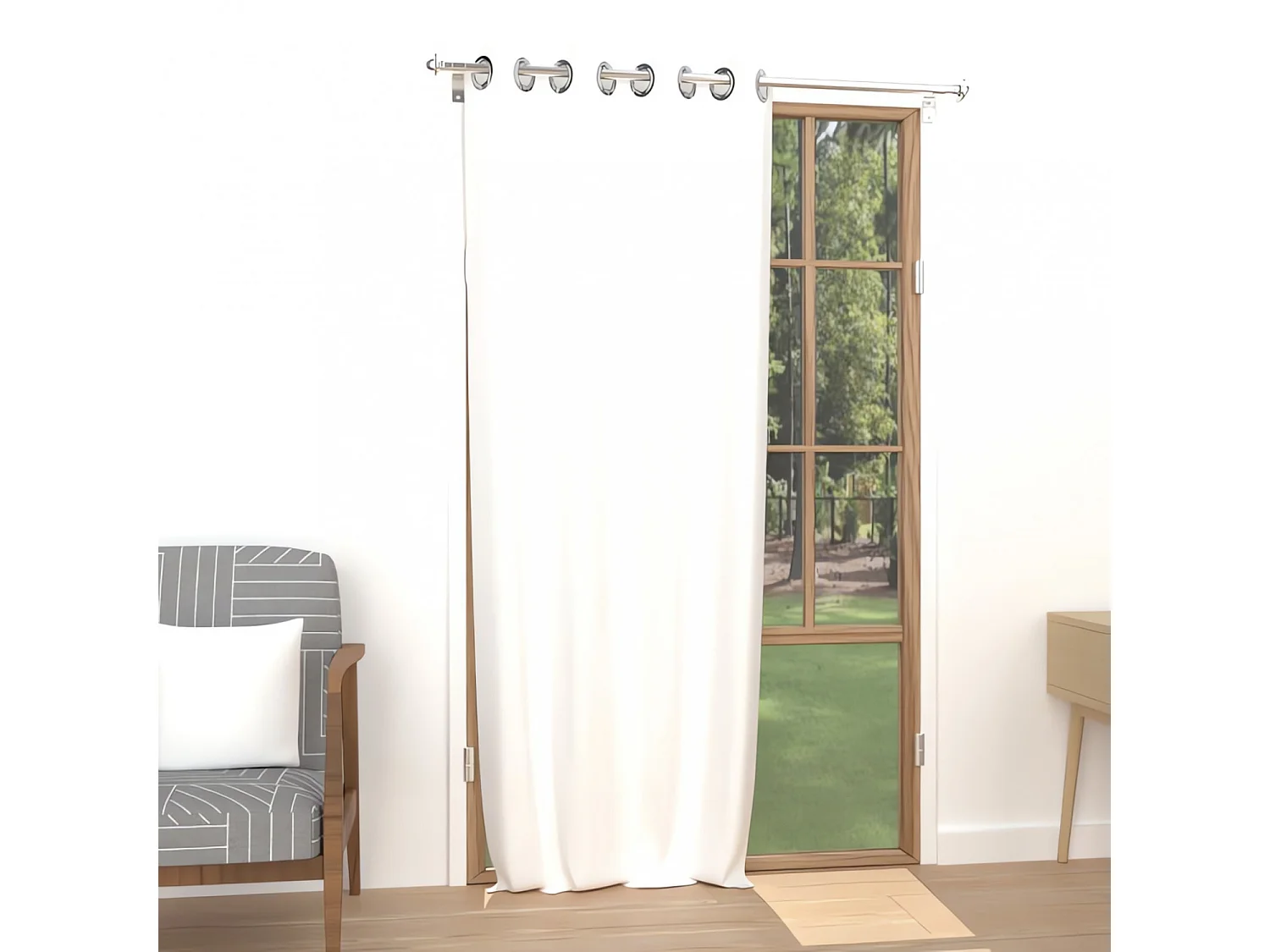 Rideau uni à oeillets infroissable 135x250 cm ALIX blanc, par Soleil d'ocre