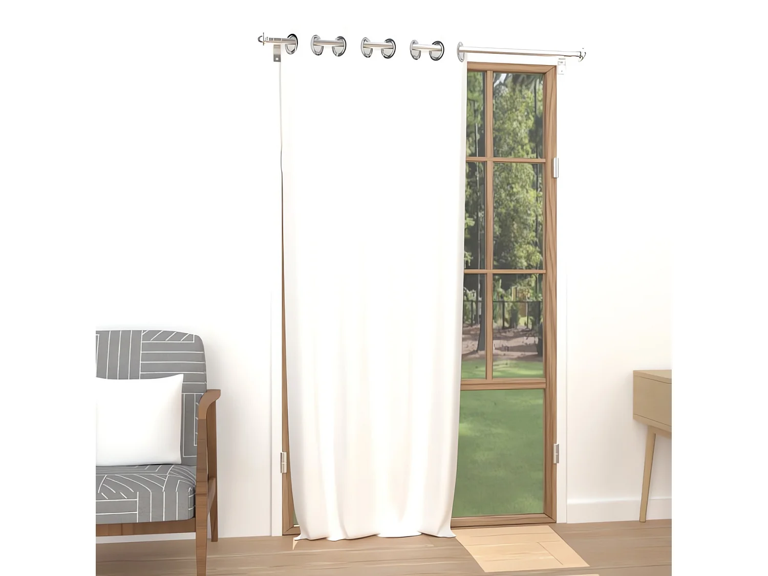 Cortina lisa con ojales antiarrugas 135x250 cm ALIX blanco