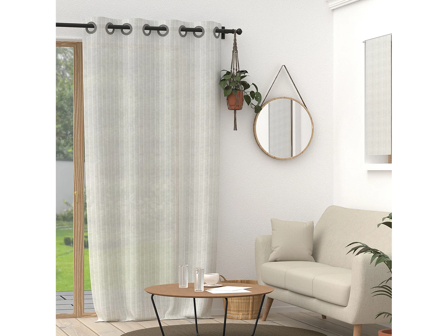 Cortina con ojales 135x250 cm plata BELLA, por Soleil d'ocre