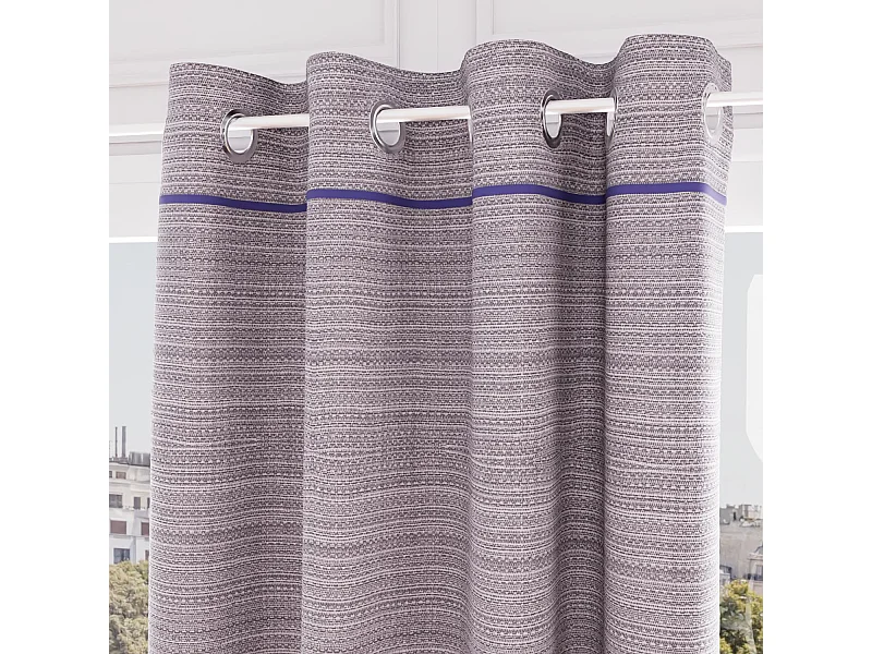 Cortina con ojales de algodón reciclado 135x250 cm PIERRE bleu, de Soleil d'Ocre