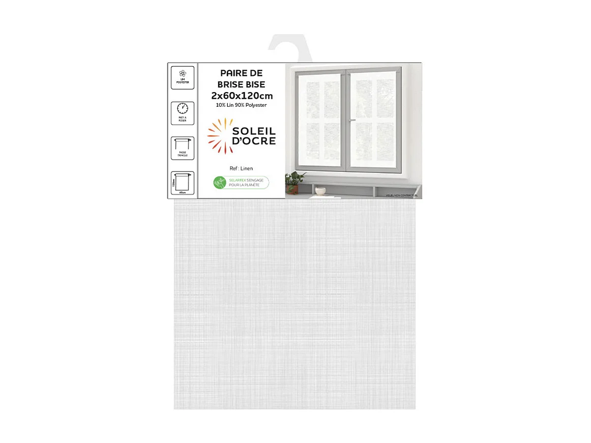 Paire de brise bise lin 60x120 cm LINEN blanc, par Soleil d'Ocre