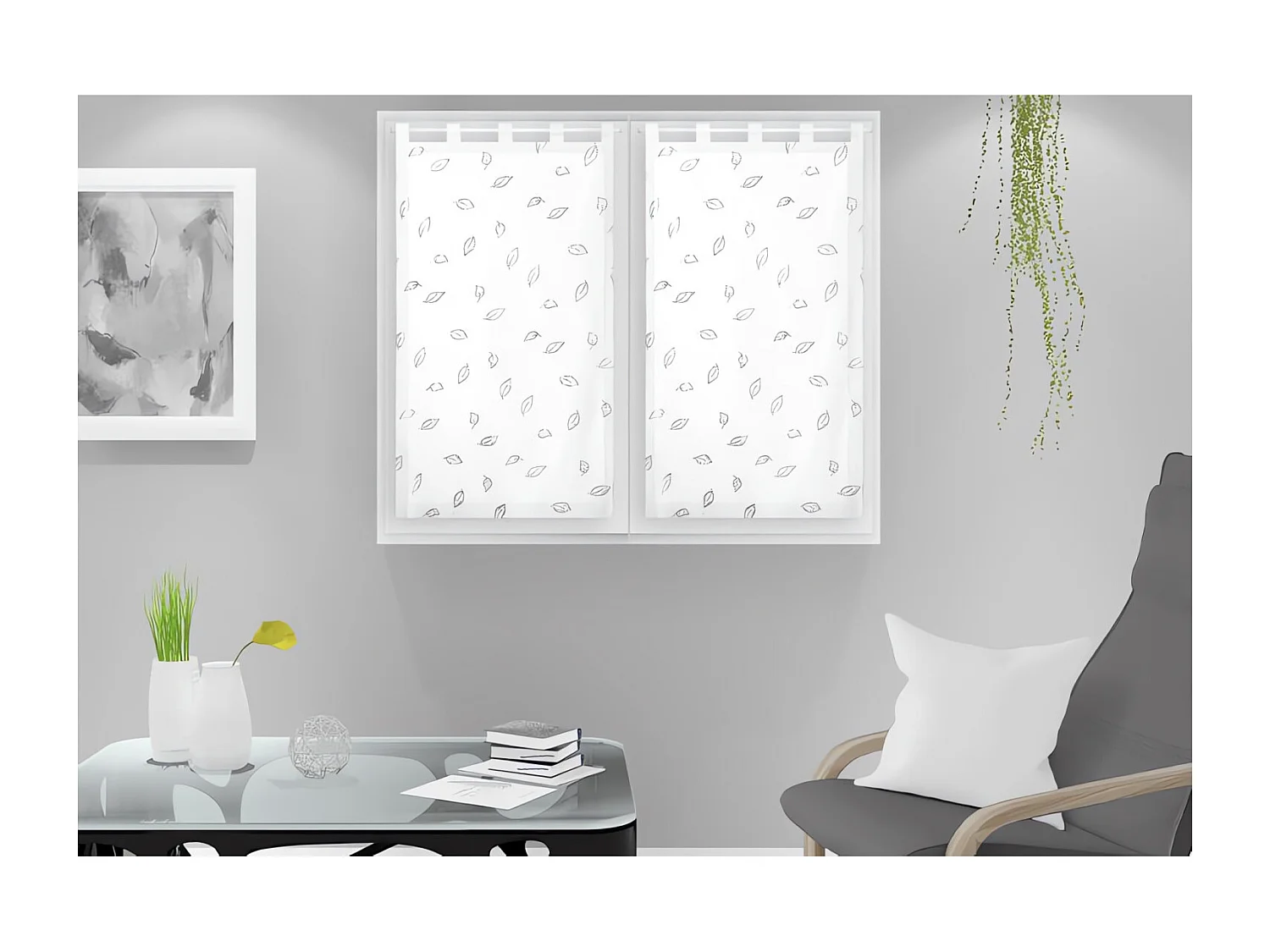 Par de visillos para ventana 45x90 cm LAURENE, por Soleil d'Ocre