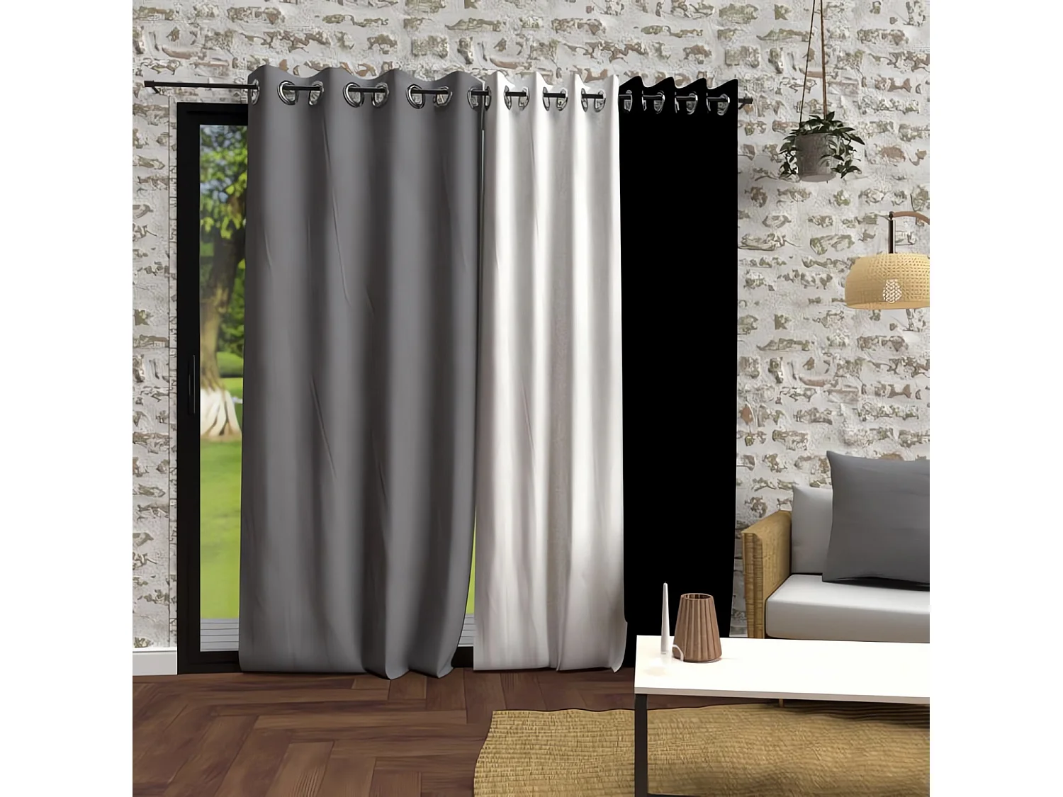 Cortina con ojales de microfibra lavados 135x250 cm BOHEME gris