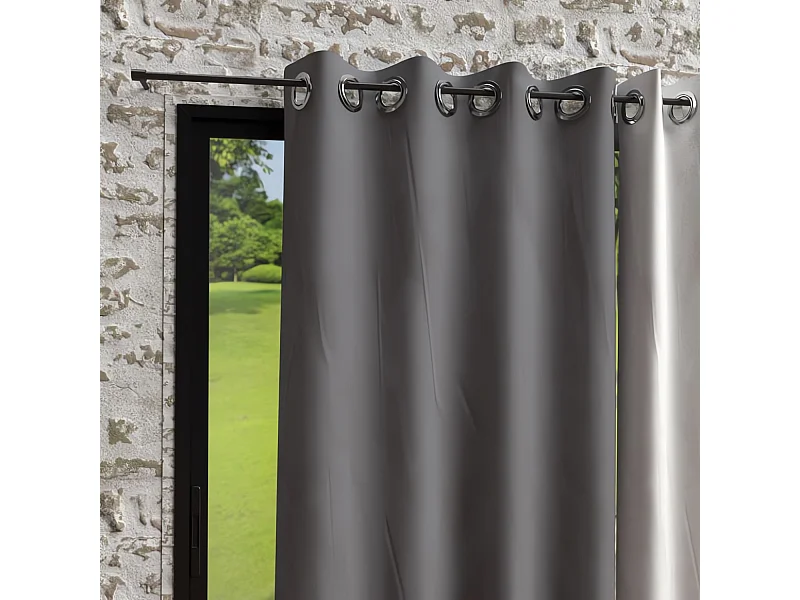 Rideau à oeillets en microfibre lavée 135x250 cm BOHEME gris, par Soleil d'Ocre