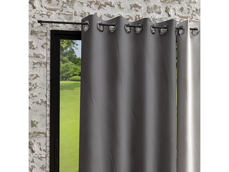 Rideau à oeillets en microfibre lavée 135x250 cm BOHEME gris, par Soleil d'Ocre