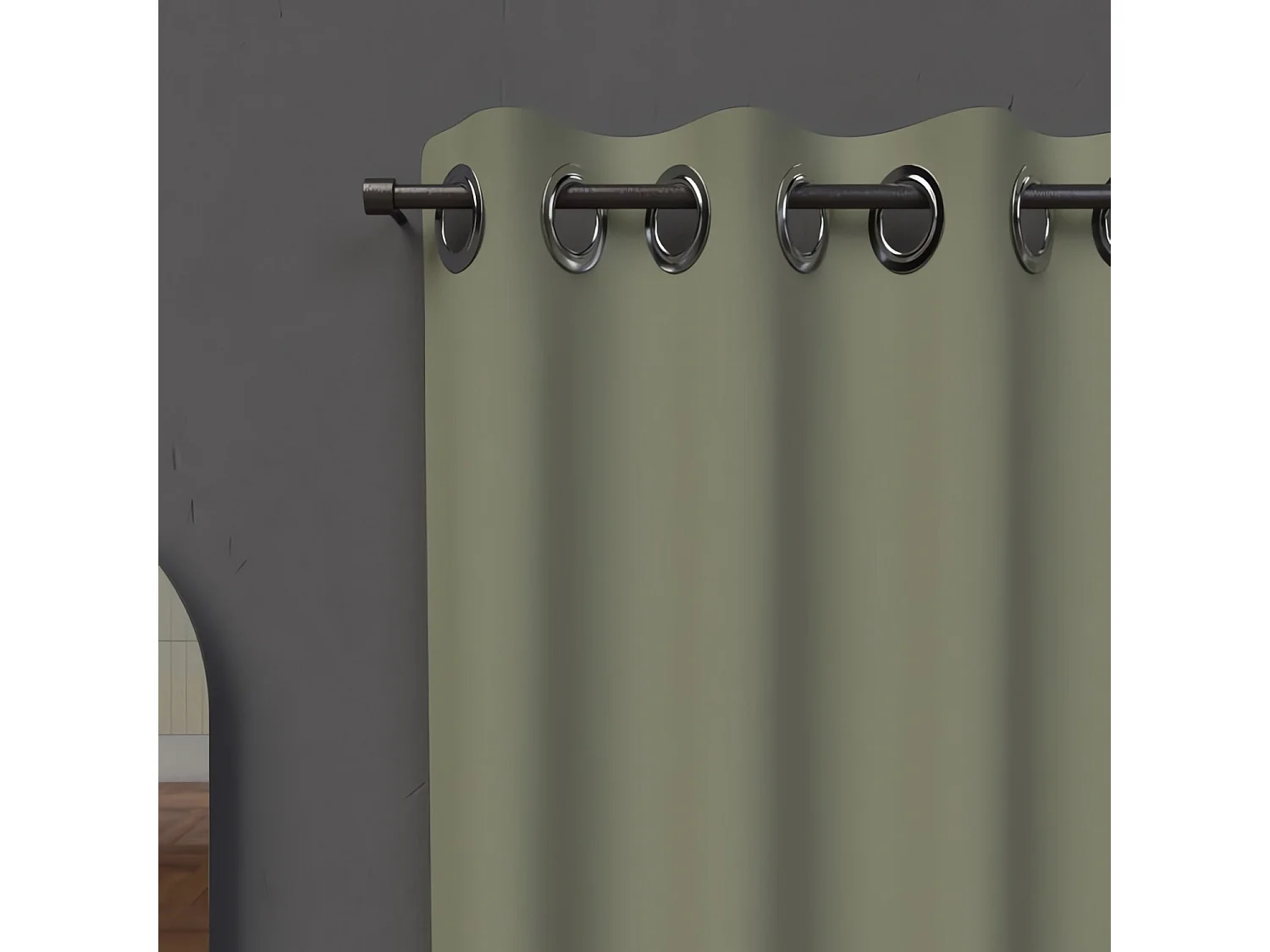 Rideau à oeillets 135X250 cm OCCULTANT kaki, par Soleil d'ocre