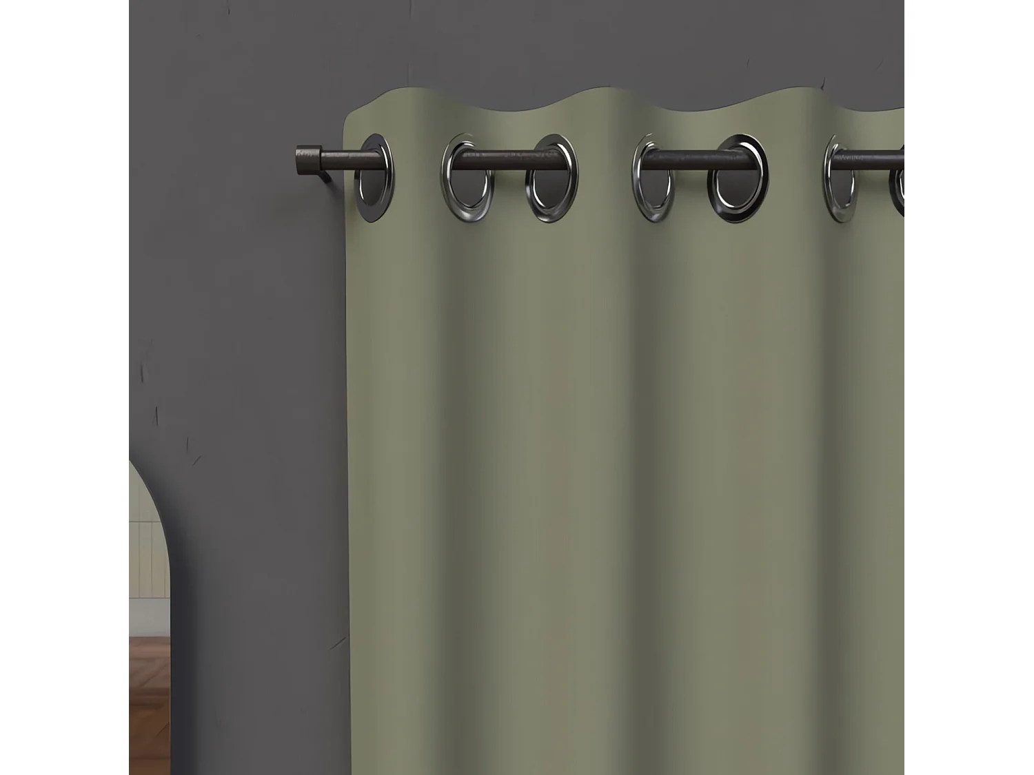 Rideau à oeillets 135X250 cm OCCULTANT kaki, par Soleil d'ocre