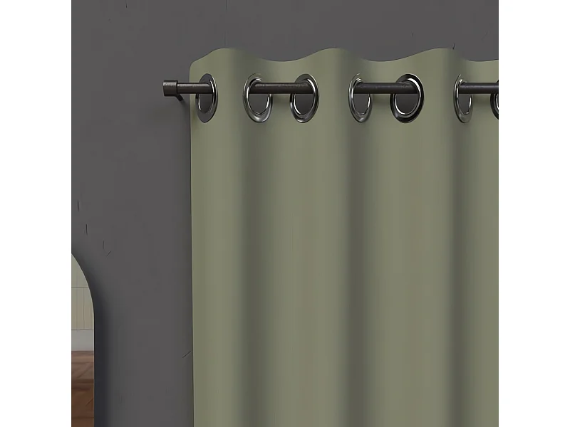 Rideau à oeillets 135X250 cm OCCULTANT kaki, par Soleil d'ocre