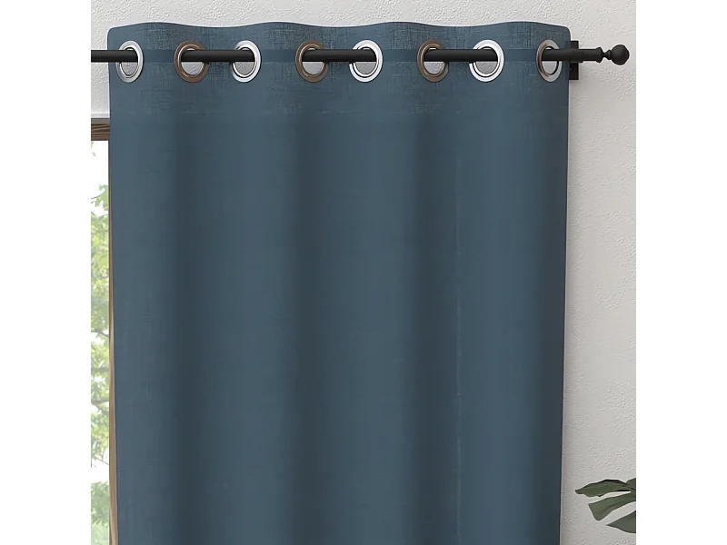 Cortina con ojales de algodón puro 135x300 cm PANAMA azul turquesa, por Soleil d'Ocre