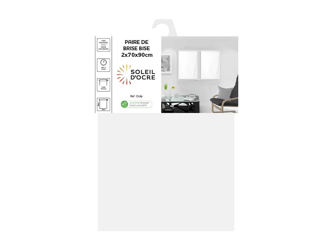 Paire de brise bise 70x90 cm DOLLY blanc, par Soleil d'Ocre