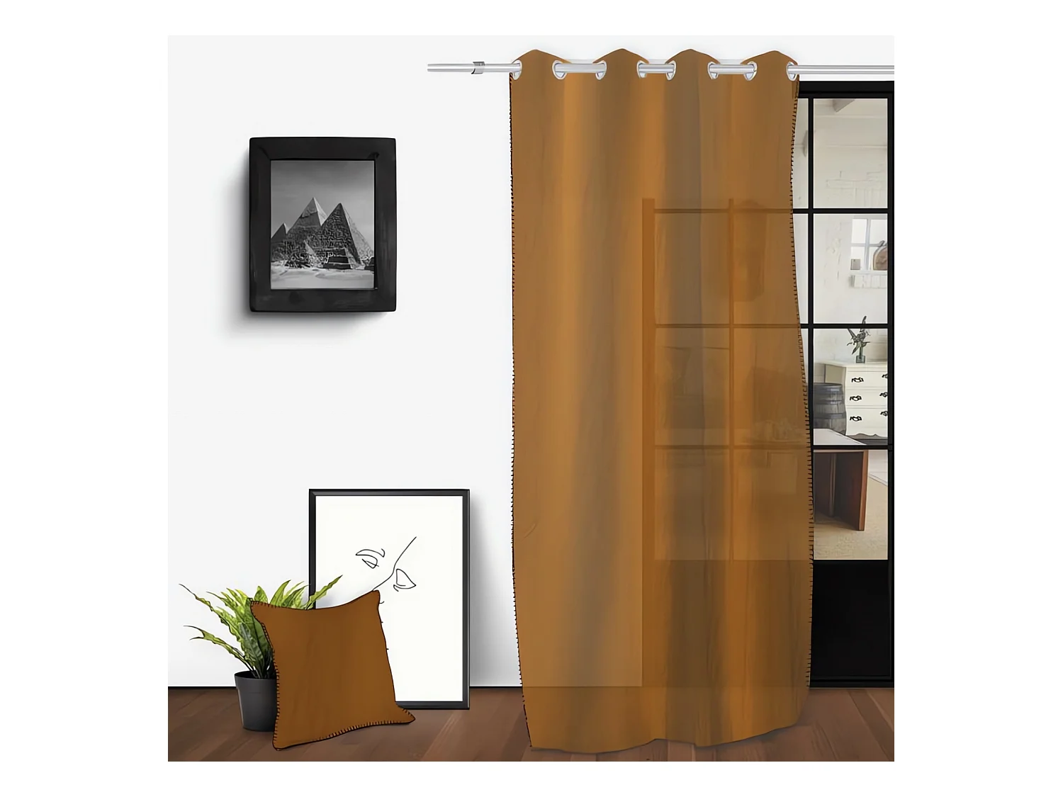 Voile oeillets en coton lavé 135x250 cm SPIRIT bronze, par Soleil d'Ocre