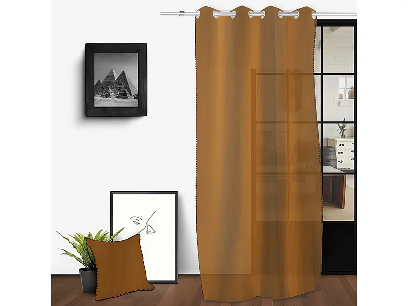 Voile oeillets en coton lavé 135x250 cm SPIRIT bronze, par Soleil d'Ocre