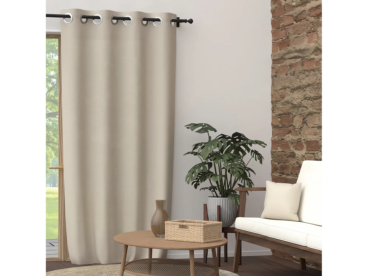 Cortina con ojales de algodón puro 135x250 cm lino PANAMÁ, de Soleil d'Ocre