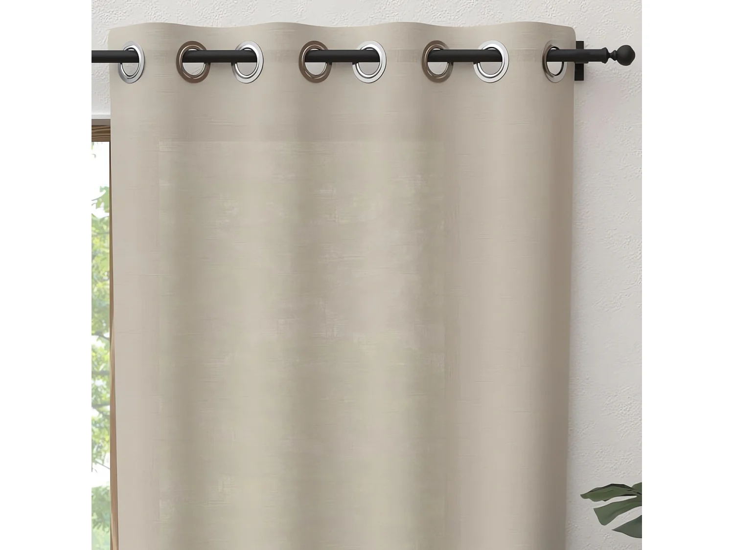 Rideau à oeillets pur coton 135x250 cm PANAMA lin, par Soleil d'Ocre