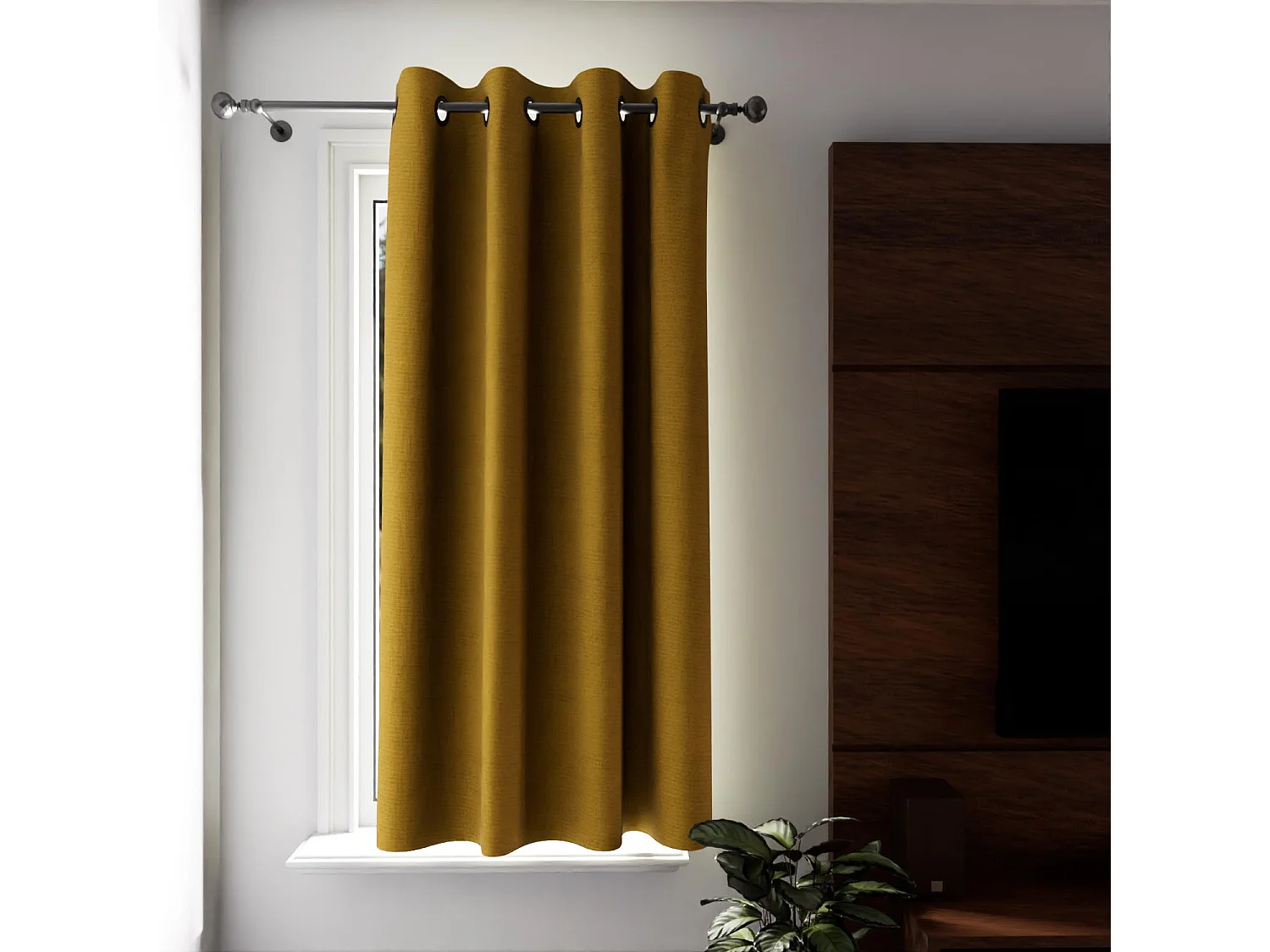 Cortina con ojales aislante y 100% opaca 135x180 cm mostaza ECLIPSE, por Soleil d'ocre