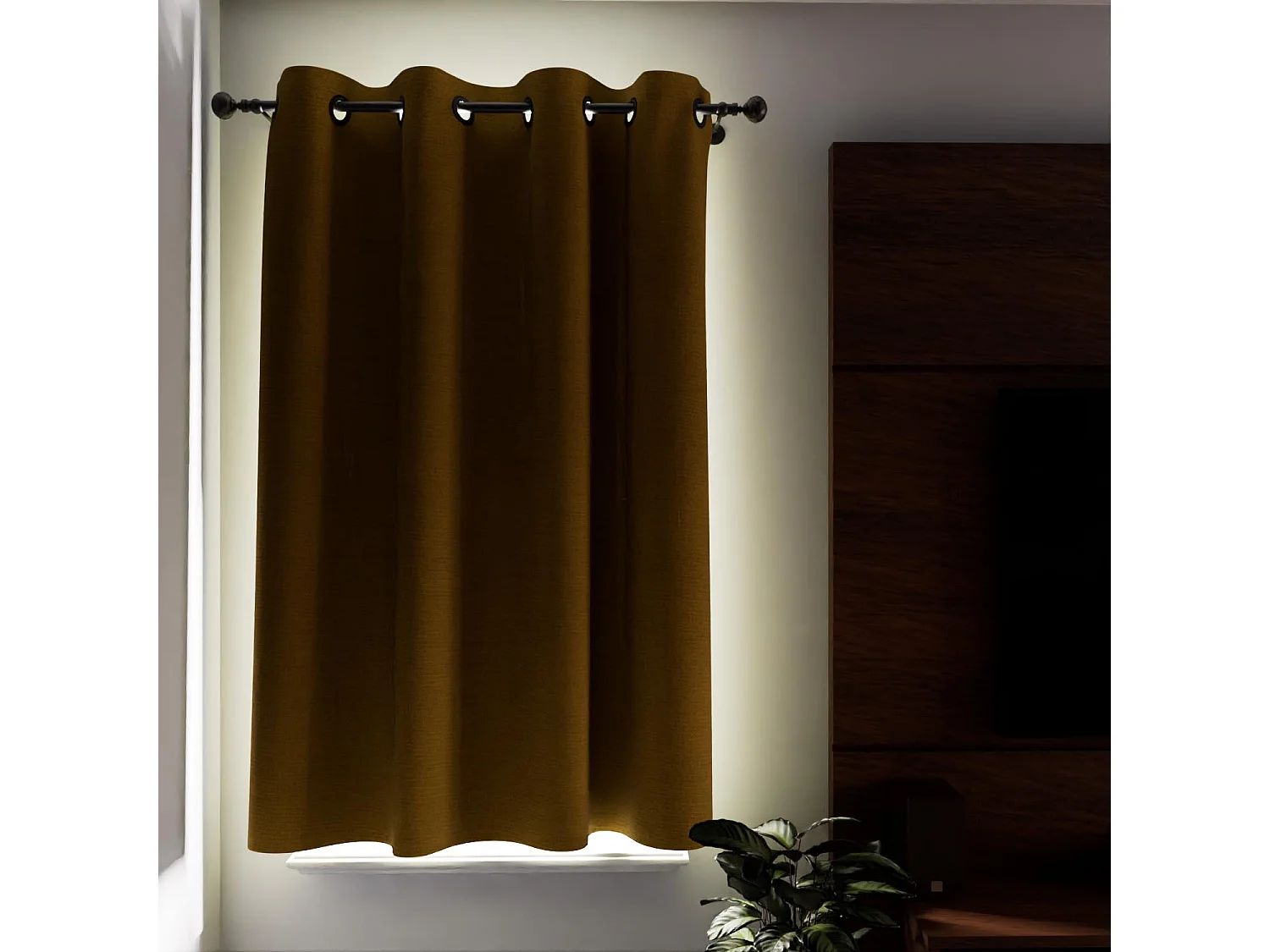 Cortina con ojales aislante y 100% opaca 135x180 cm mostaza ECLIPSE, por Soleil d'ocre
