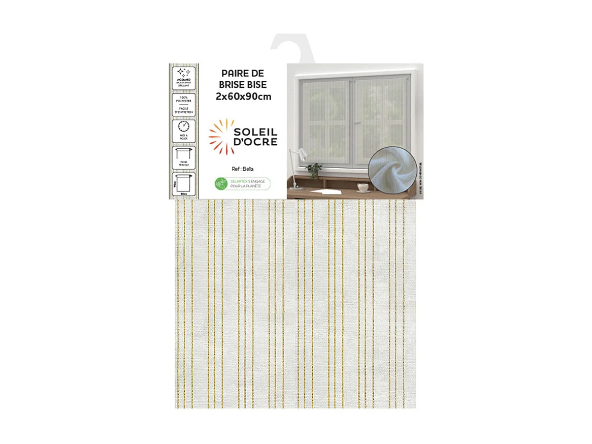 Paire de brise bise 60x90 cm BELLA or, par Soleil d'ocre