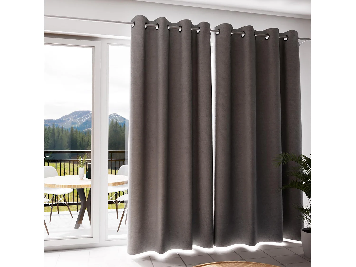 Cortina con ojales aislante y 100% opaca 135x300 cm ECLIPSE gris, por Soleil d'ocre