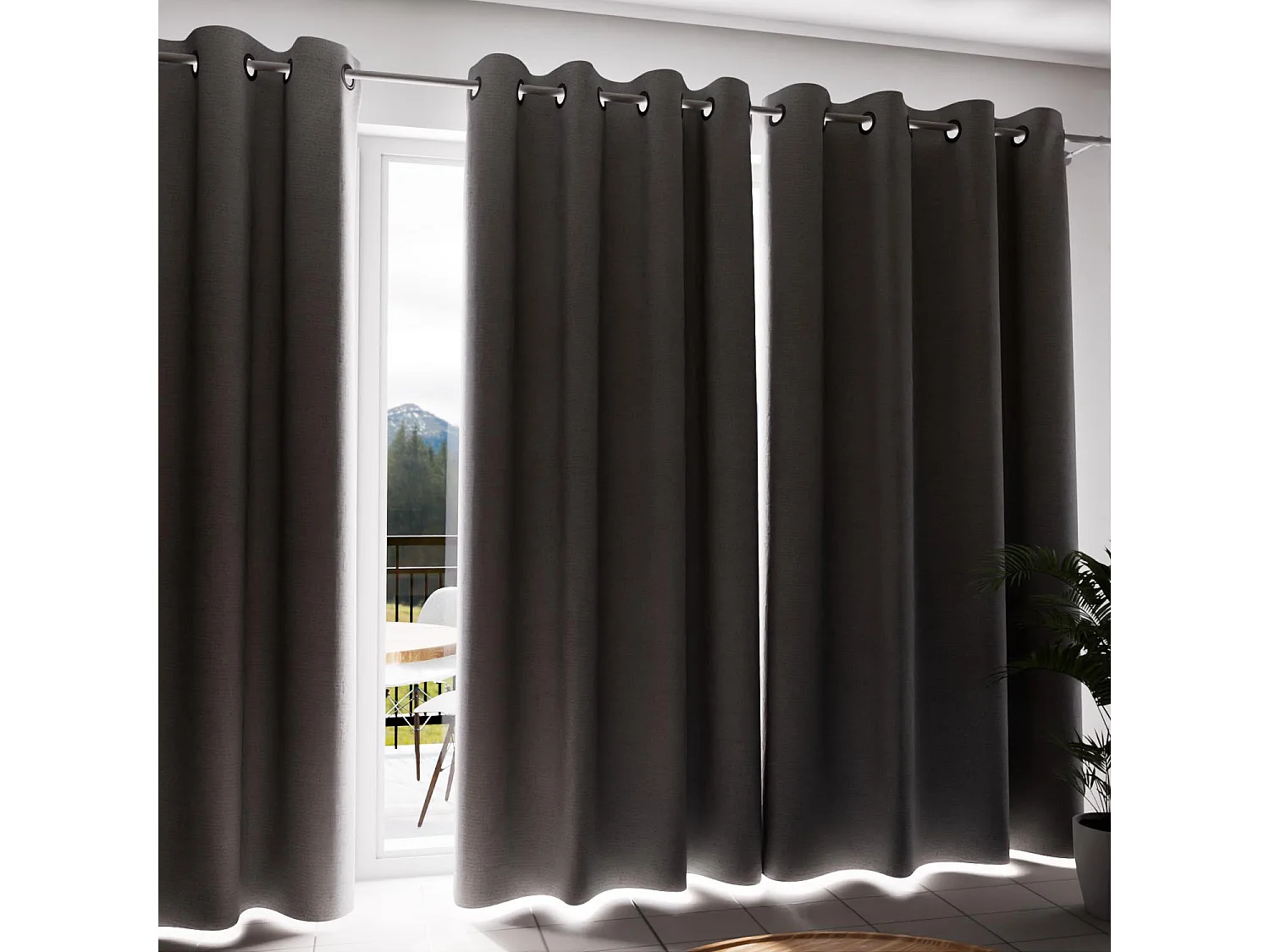 Cortina con ojales aislante y 100% opaca 135x300 cm ECLIPSE gris, por Soleil d'ocre