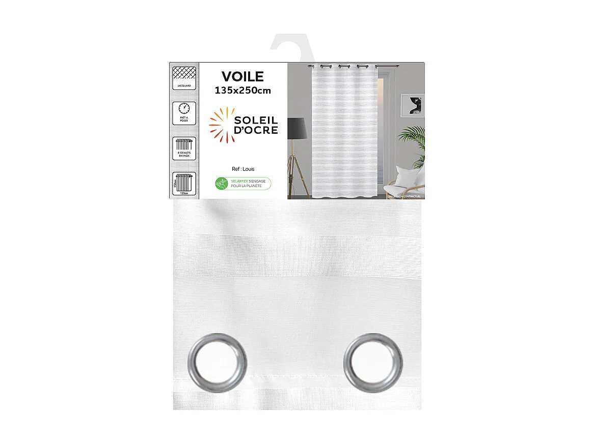 Voilage à oeillets 135x250 cm LOUIS, par Soleil d'ocre