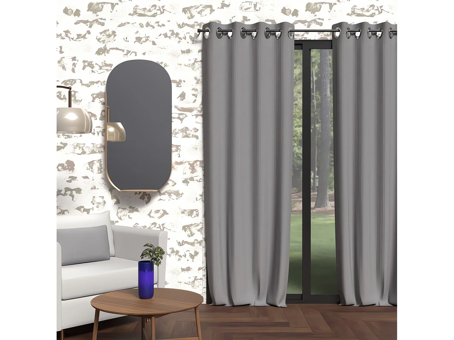 Rideau à oeillets isolant 135x250 cm BOHEME gris, par Soleil d'Ocre