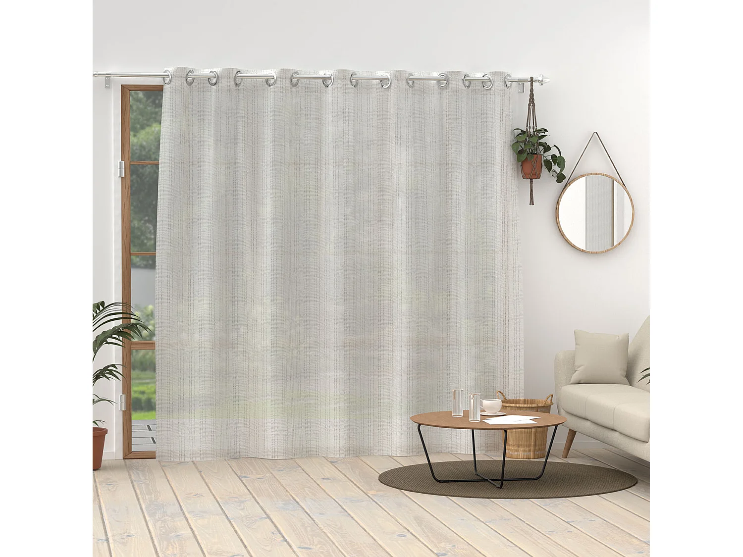 Voilage à oeillets baie vitrée 280x250 cm BELLA argent, par Soleil d'ocre